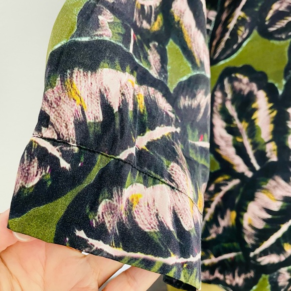 NILE Tropical PALM Leaf Print Resort Style Blouse Large - Picture 6 of 12